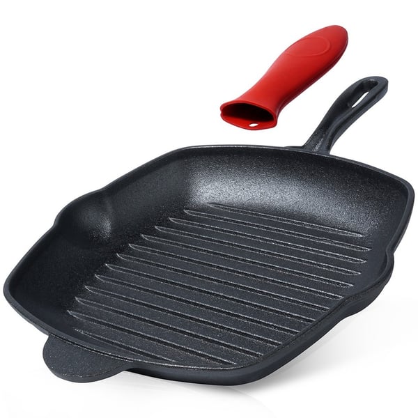Fyrkantig gjutjärnsstekpanna för grillning med silikonöverdrag CAST LINE 28x28 cm Fyrkantig gjutjärnsstekpanna för grillning med silikonöverdrag CAST LINE 28x28 cm