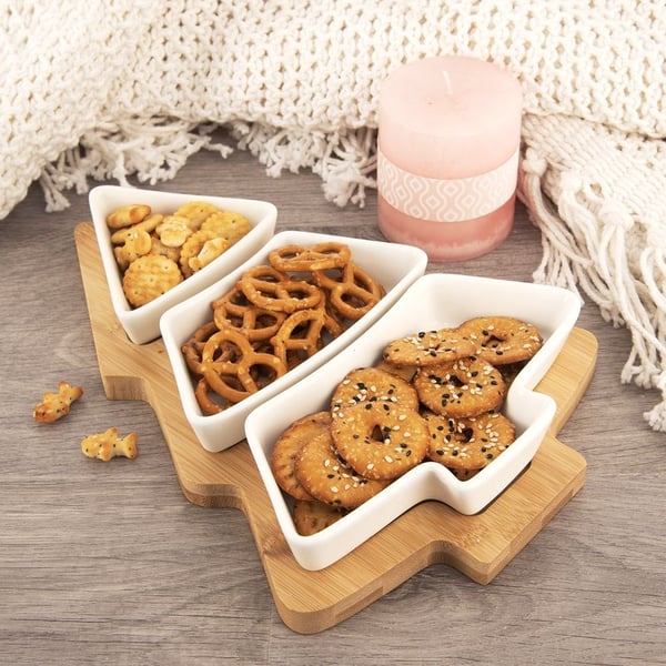 Valkoiset posliiniset snack-kulhot WHITELINE 28 cm 4 kpl