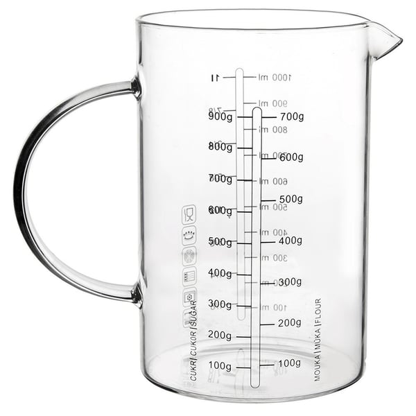 Glasmåttkopp för kök 1 l