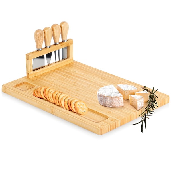 Bambus ostebrikke med knive 5 stk