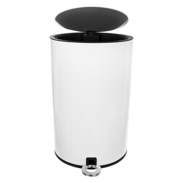 Hvid metalaffaldsbeholder med pedal 6 l