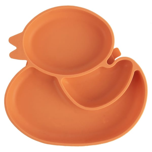 Silikon indelad tallrik för barn orange anka 19,5x19 cm