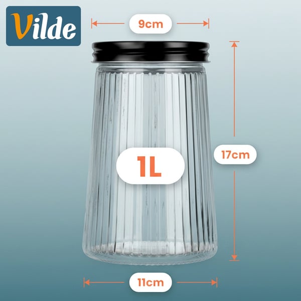 Glasbeholdere med låg til tørvarer 1,4 l / 1 l / 700 ml 3 stk.