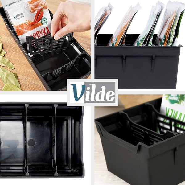 Beholder organizer til krydderier sort 30x13x8 cm 2 stk.