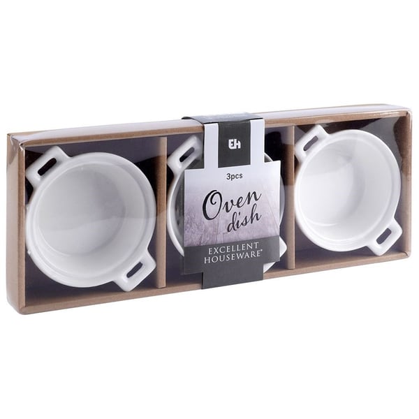 Hvide porcelænsbageskåle 130 ml 3 stk.