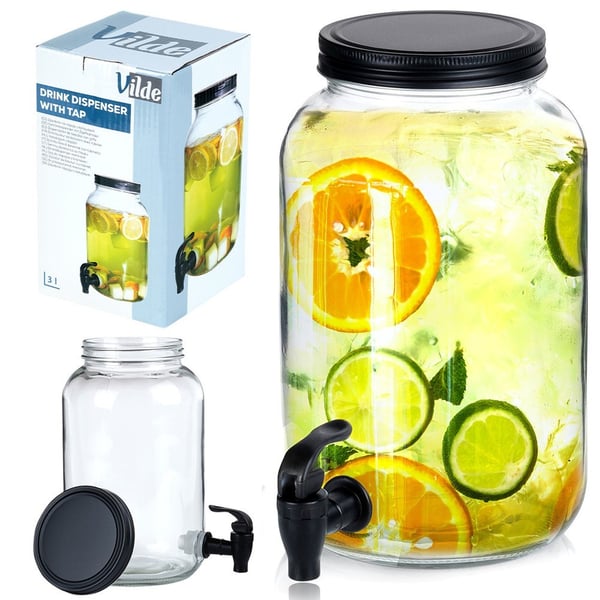 Lasinen juomapurkki hanalla 3,2 l