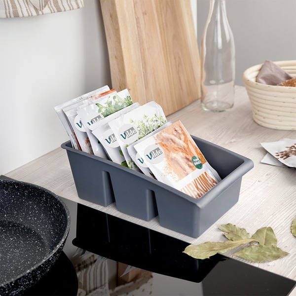Grå organizer beholder til krydderier 25x15x9 cm