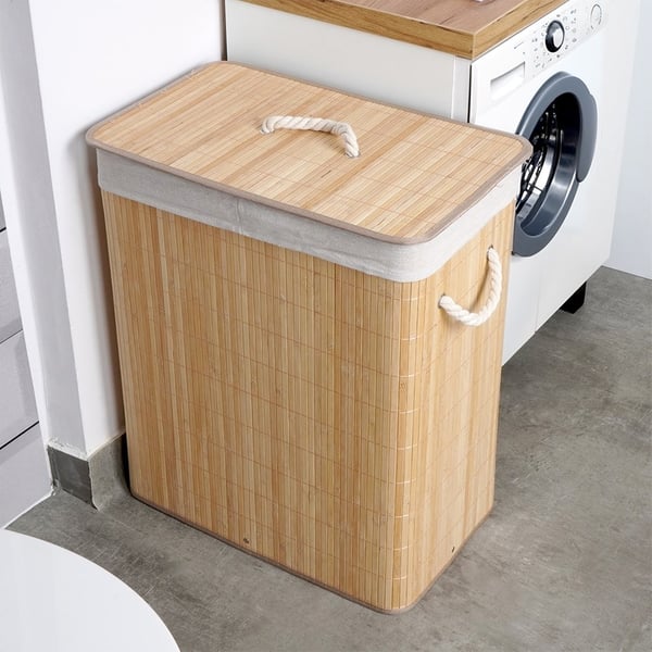 Bambu tvättkorg beige 90 l