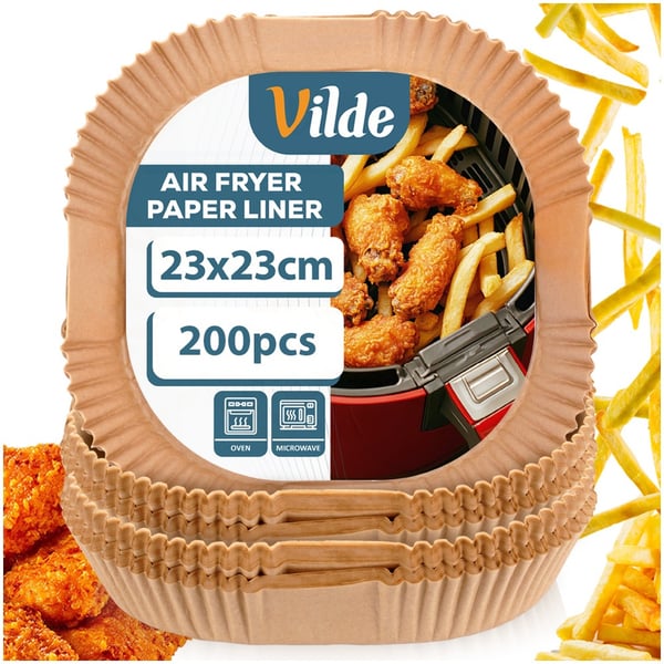 Fedtfrit papir firkantet indsats til airfryer 23x23 cm 200 stk.