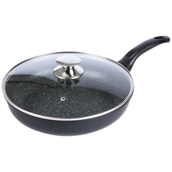 Granit stegepande med glaslåg GRANDE 28 cm
