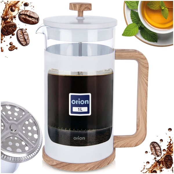 Kaffe- og temaskine med stempel i glas WHITELINE 1 l