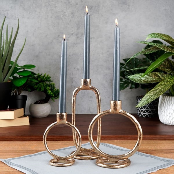 Ljusstake aluminium guld 24 cm