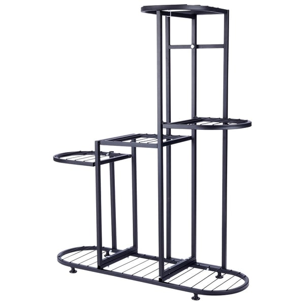 Metallinen musta 5-tasoinen kukkataso 84,5 cm