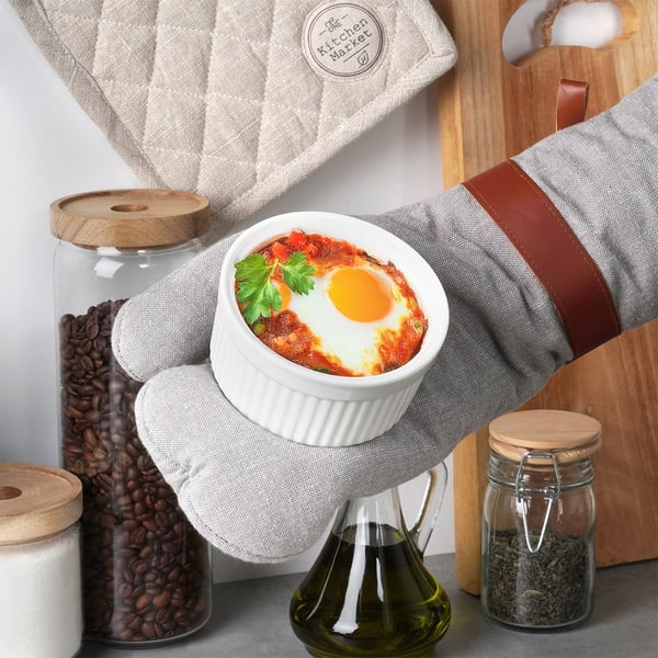 Keramiske bageskåle hvide 260 ml 6 stk.