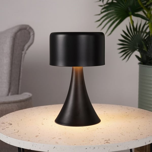 Natlampe LED metal sort trådløs 20,5 cm