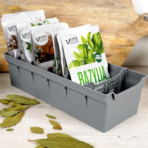 Grå organizer til krydderier 30x13x8 cm