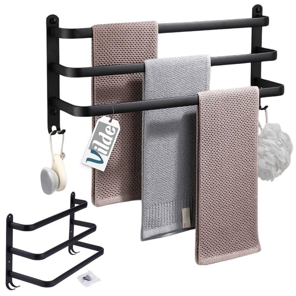 Håndklædestang i aluminium sort 40 cm