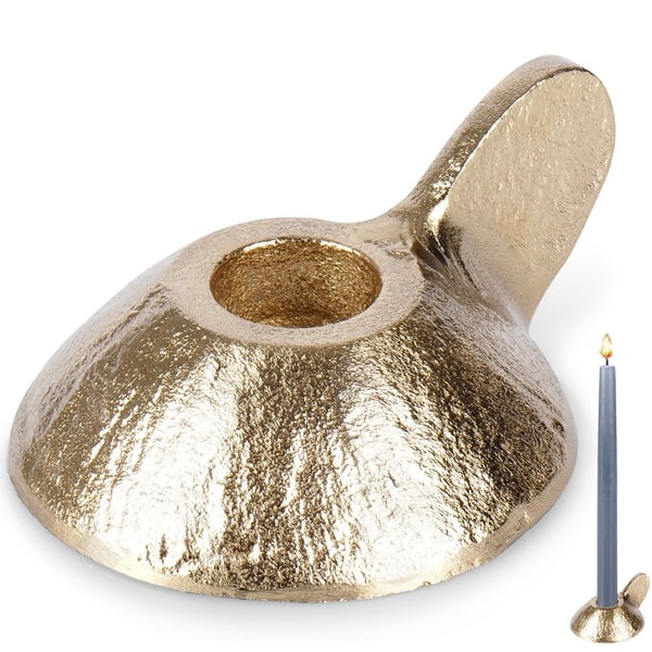 Lysestage aluminium guld 9x7,5x4 cm