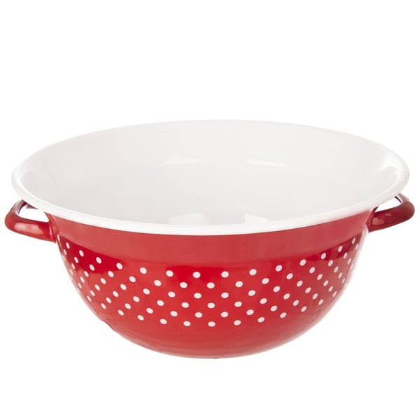 TECKA punainen emaloitu pilkullinen keittiökulho 34 cm, 9 l