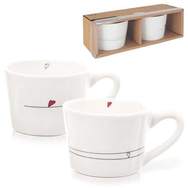 Keraamiset mukit sydän 200 ml 2 kpl