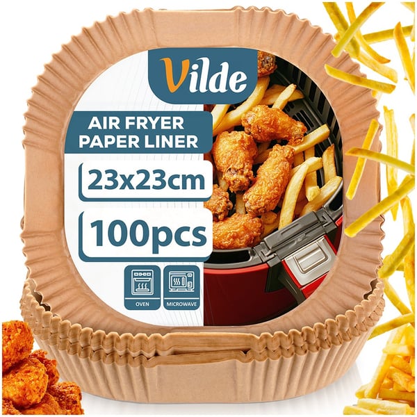Fettfritt pappersinlägg till airfryer, fyrkantigt 23x23 cm, 100 st.