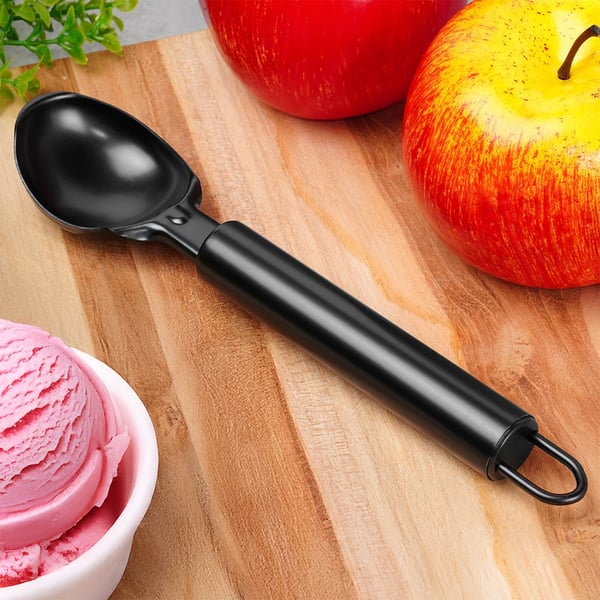 Teräksinen musta jäätelökaavin 19 cm