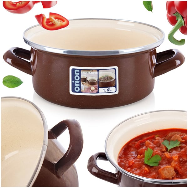Emaljeret gryde brun 18,5 cm, 1,6 l
