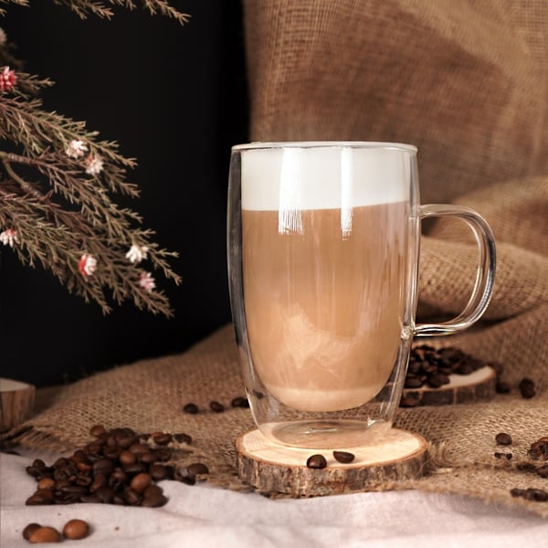 Termisk glas med dobbeltvægget til latte kaffe DOUBLE 430 ml 4 stk.
