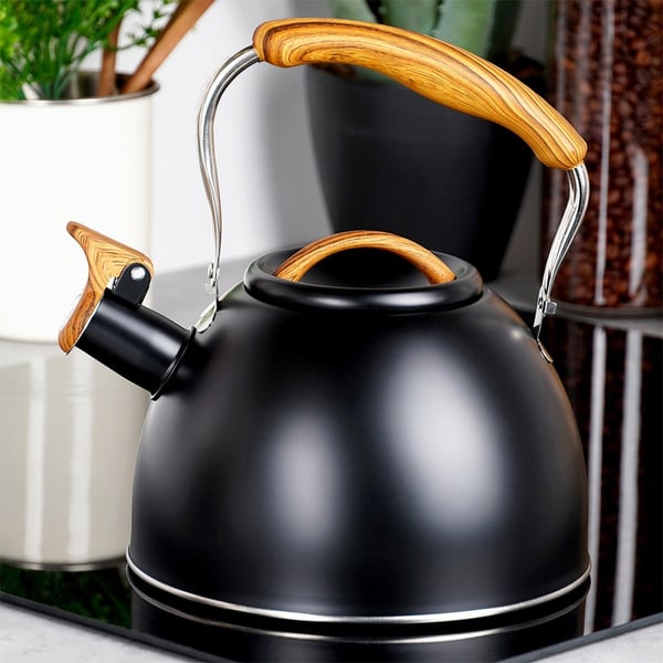 Teräksinen musta keitin viisurilla 2,5 l