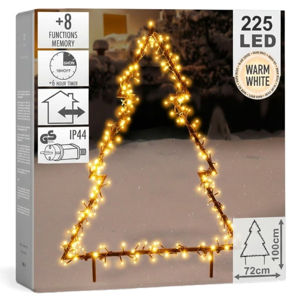 Udendørs metaljuletræ med 225 LED'er, 100 cm