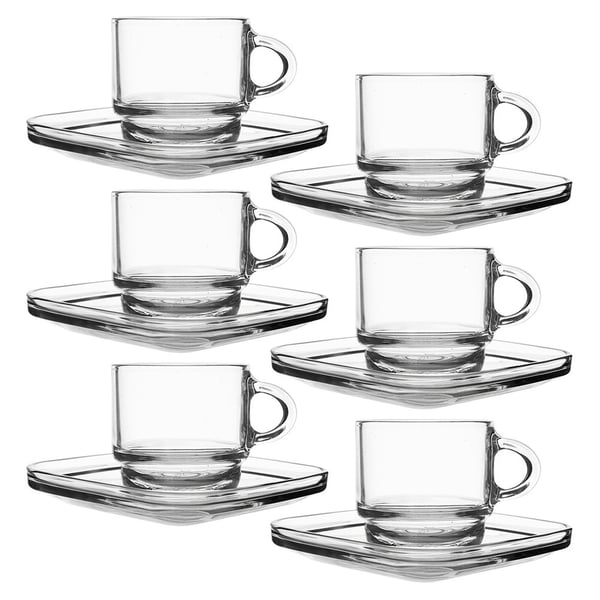 Glaskop med underkop 75 ml 6 stk.