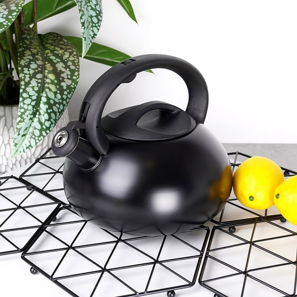 Viheltävä vedenkeitin, terästä, musta, 3 l