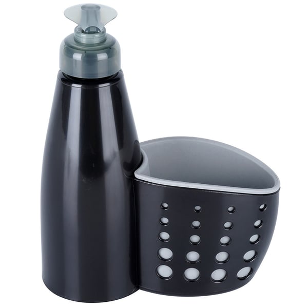 Dispenser til opvaskemiddel med beholder til svamp sort 370 ml
