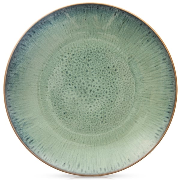 Flad keramisk middagstallerken grøn GLASUR 27 cm