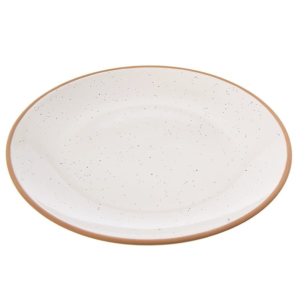 Flad keramisk beige spisetallerken 27 cm