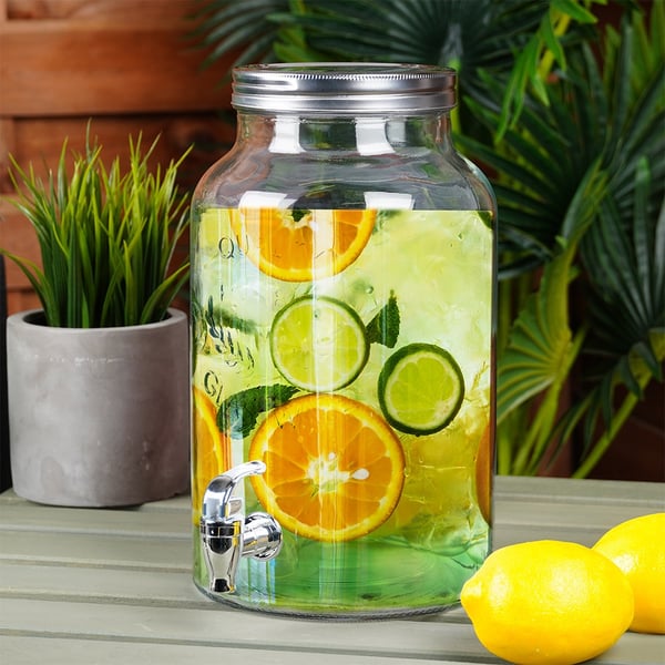 Glaskarafe til drikke med hane 6,2 liter