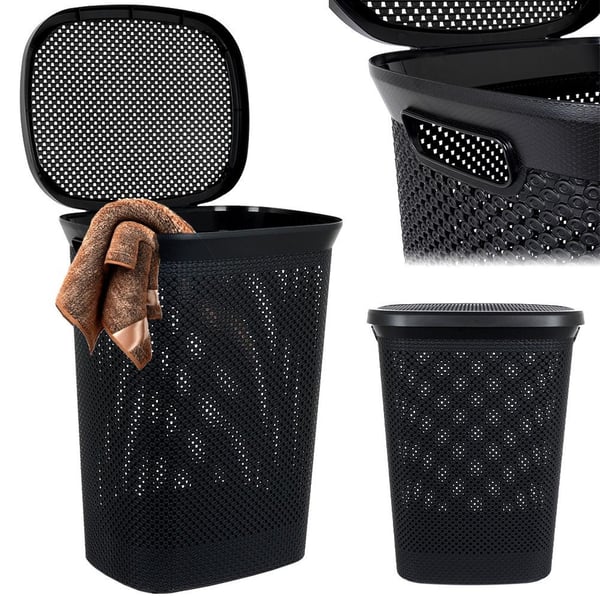 Muovinen musta pyykkikori 60 l
