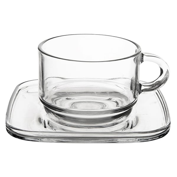 Lasikuppi lautasella 250 ml 6 kpl.