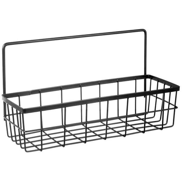 Sort metal køkkenhylde, hængende på en skinne, RADKA, 30x10,5x17 cm