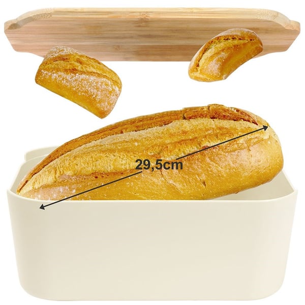 Leipäastia bambulaudalla kermankarvainen 33x18,5x12 cm