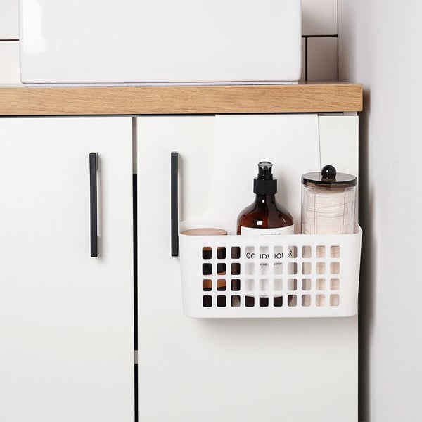 Hvid plastik dørkurv 23,5x10x24 cm