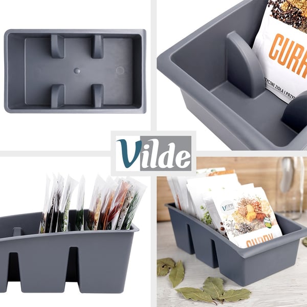 Grå organizer til krydderier 25x15x9 cm 2 stk.