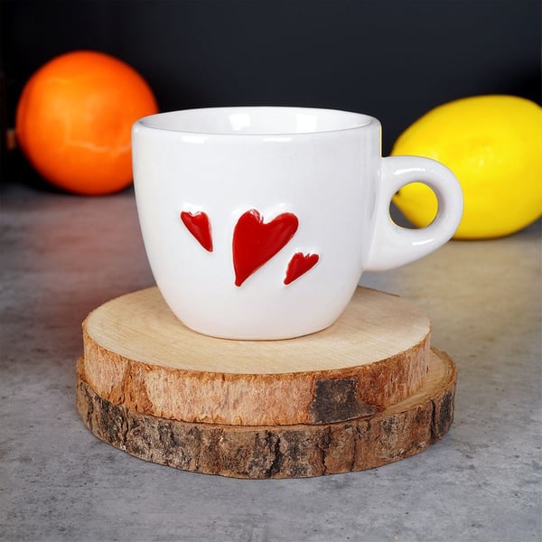Keramisk hjerteformet espressokrus 80 ml