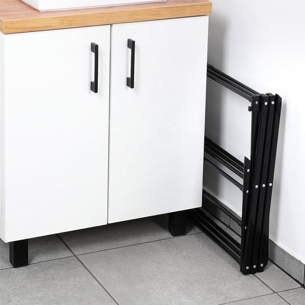 Musta metallinen pystysuora jatkettava pyykkiteline 44,5-75x37,5x105 cm