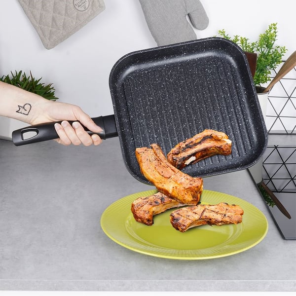 Grillpanna granit kvadratisk GRANDE 26x26 cm