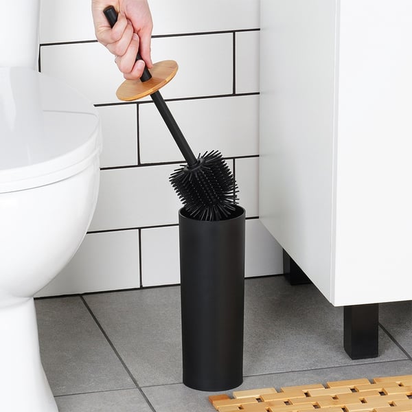 Toiletbørste med metalstativ sort 36,5 cm