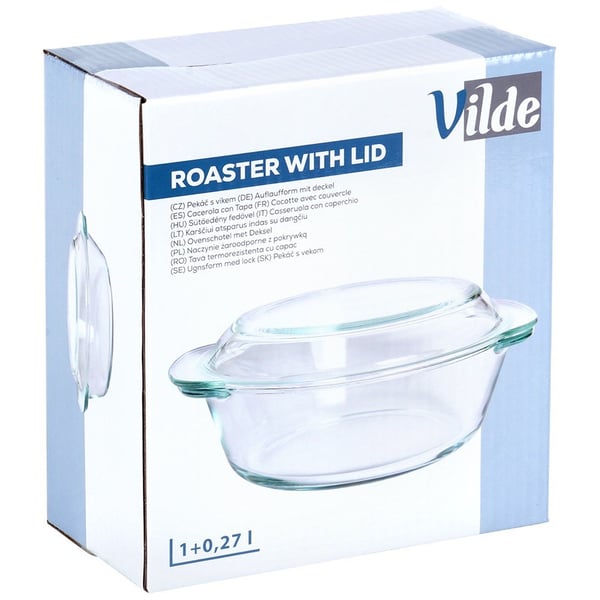 Ovnfast glasfad med låg 1 l + 270 ml
