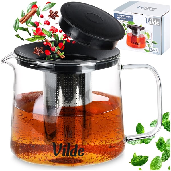 Varmebestandig glaskande med teinfuser 1,5 l