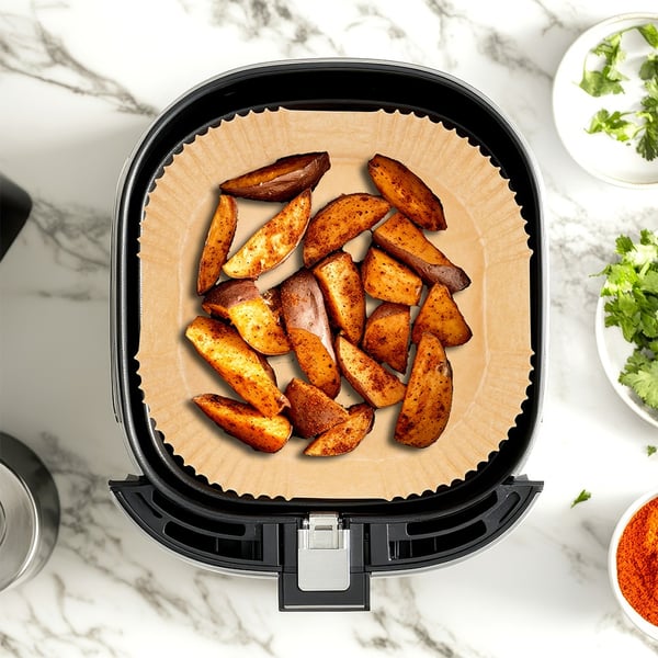 Fedtfrit papir firkantet indsats til airfryer 23x23 cm 200 stk.