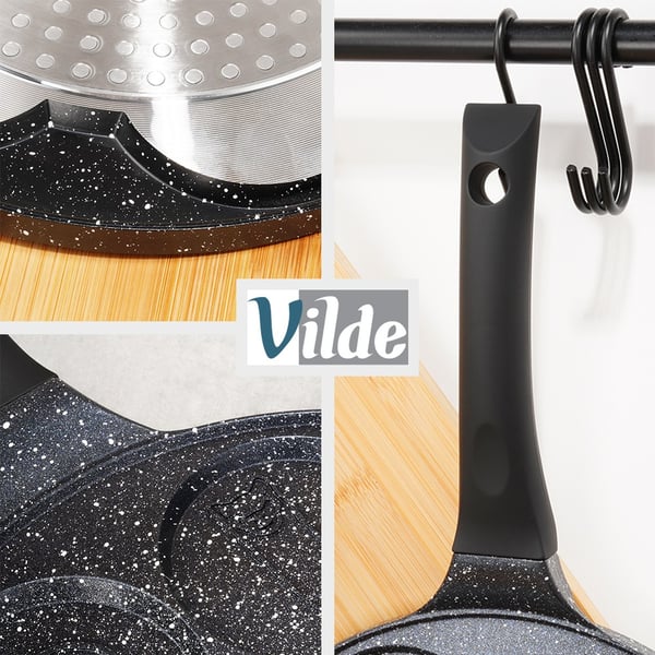 Granitpande til æg 7 huller BLACK LINE 26 cm